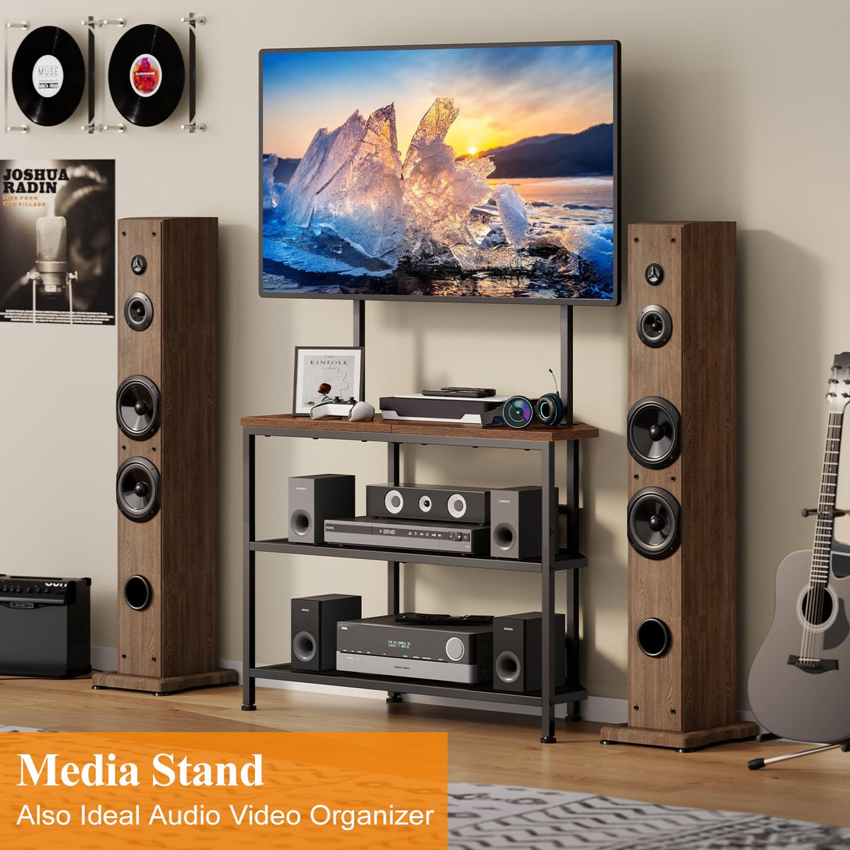 23" to 60" Corner TV Stand with Mount and Storage Shelves W292140