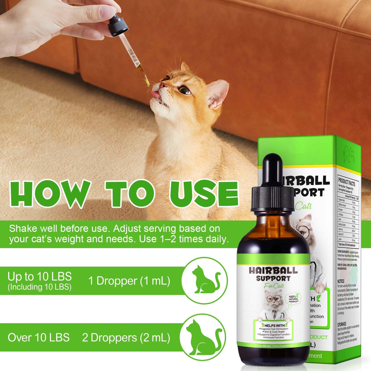 Natural Hairball Relief Drops with Pumpkin & Aloe 2 fl oz Y591