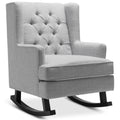 Gray Velvet Tufted Upholstered Rocking Accent Chair with Wood Frame A71766