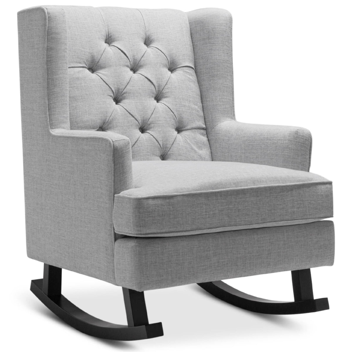Gray Velvet Tufted Upholstered Rocking Accent Chair with Wood Frame A71766