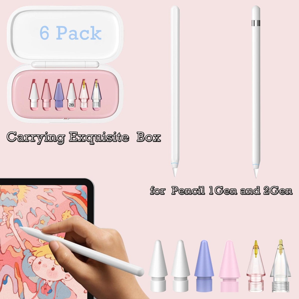 6 Pack Replacement Pencil Tips with Case K5970