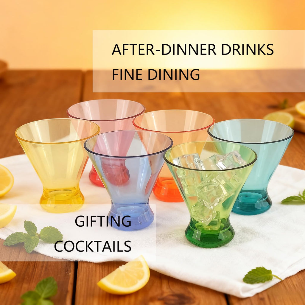 9 oz Stemless Acrylic Martini Glasses Set of 6 V2187