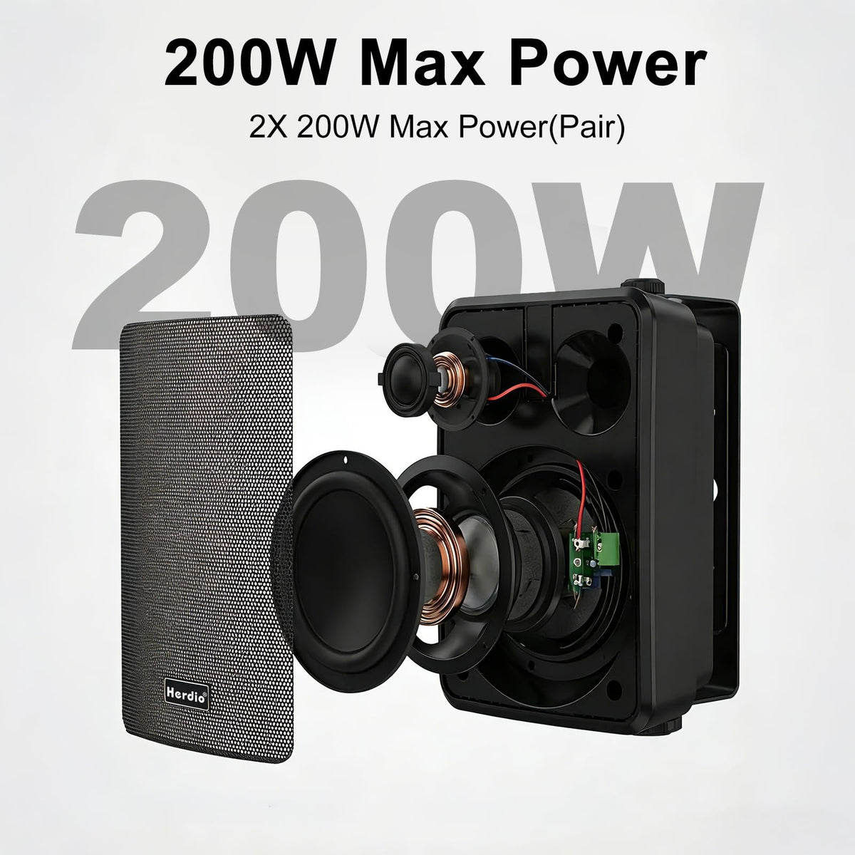 5.25" 300W Bluetooth Outdoor Speakers IPX5 Waterproof Black 2-Pack H599