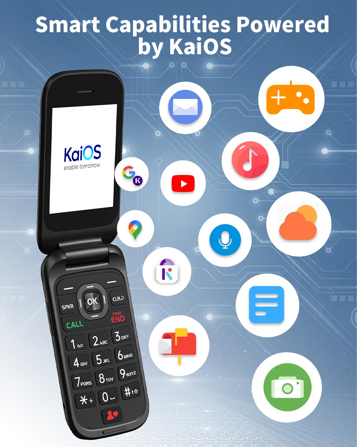 4G Flip Phone Unlocked Dual Screen Basic Phone Black I305