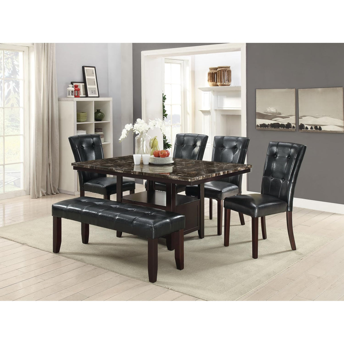 Black Faux Leather Dining Chairs Set of 2 Y324