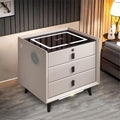 White 3 Drawer Smart Nightstand with Wireless Charging and LED Lights K211