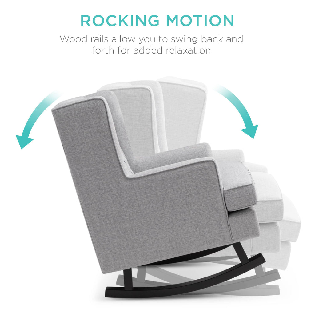 Gray Velvet Tufted Upholstered Rocking Accent Chair with Wood Frame A71766
