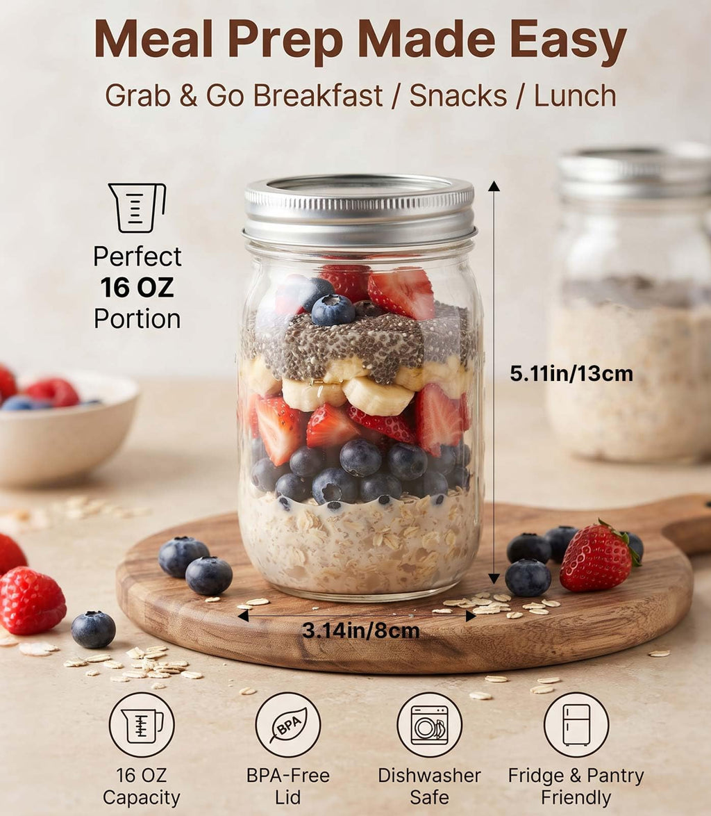 16 oz 8 Pack Clear Glass Jars D315301