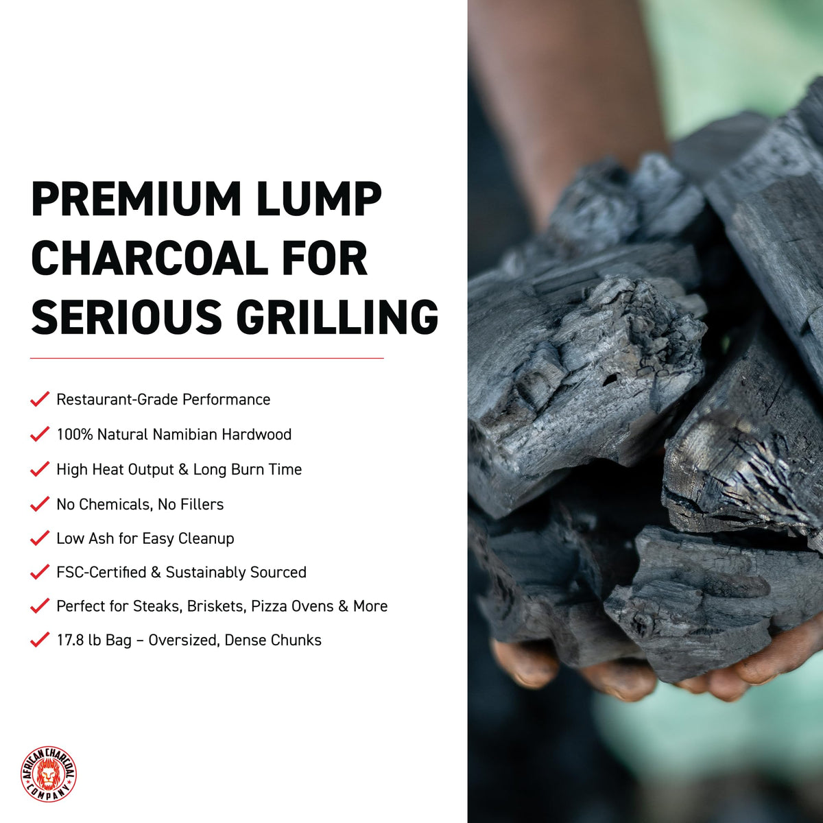17.8 lb Natural Hardwood Lump Charcoal W3472