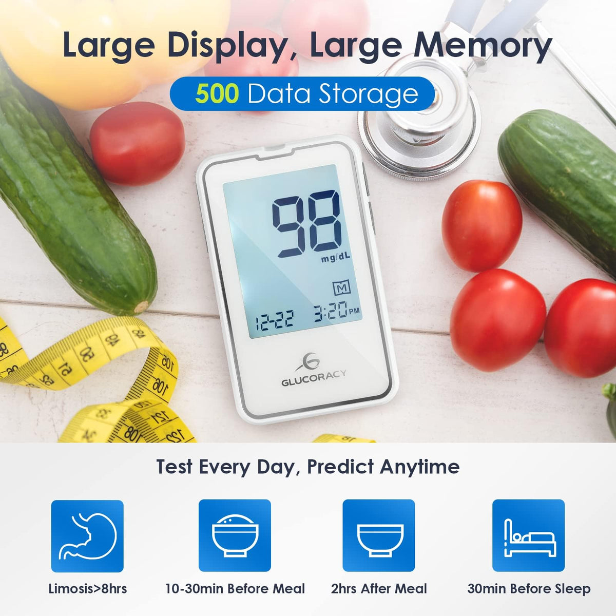 Blood Glucose Monitor Kit with 100 Test Strips B973
