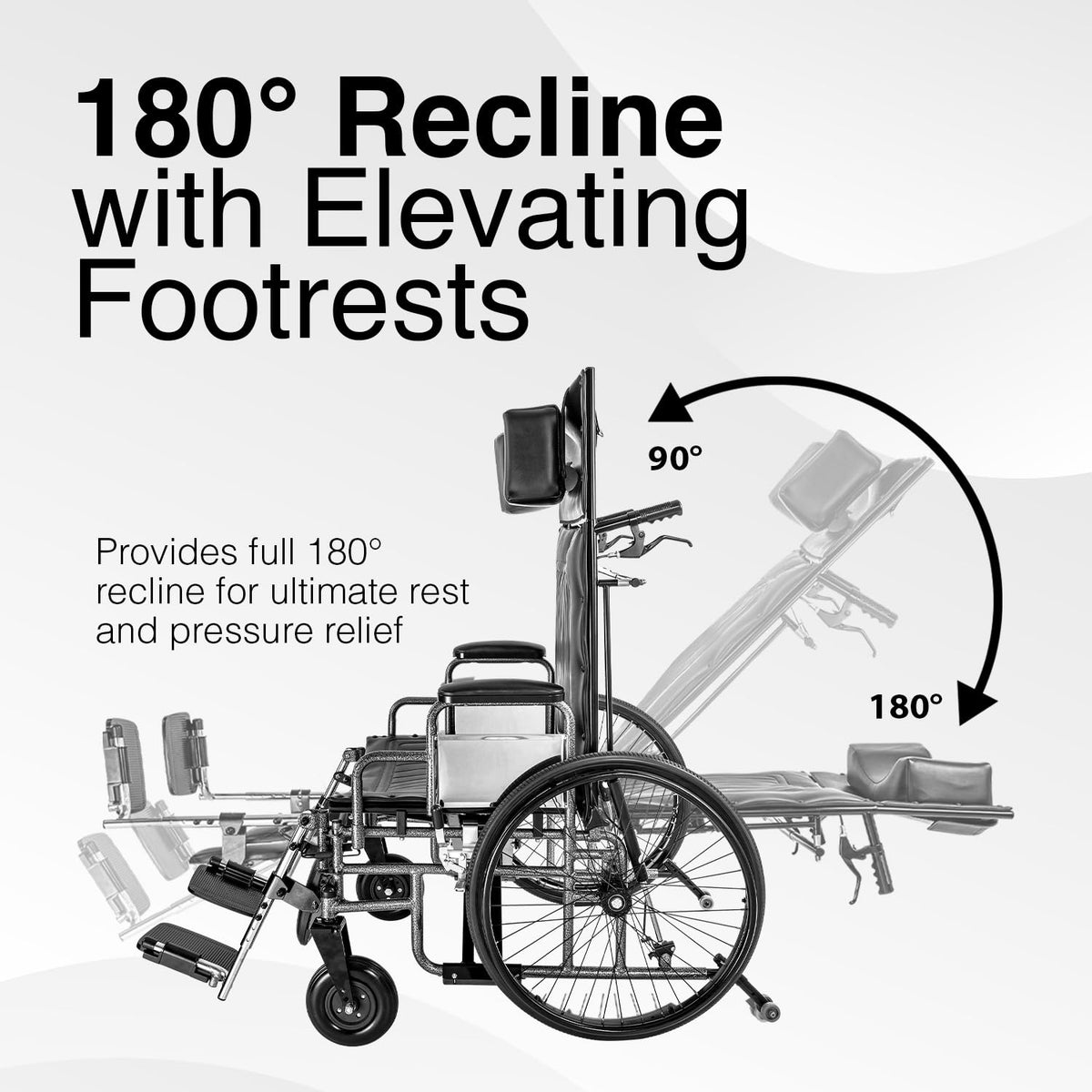 28" Wide Seat Bariatric Reclining Manual Wheelchair with Elevating Leg Rests K9280