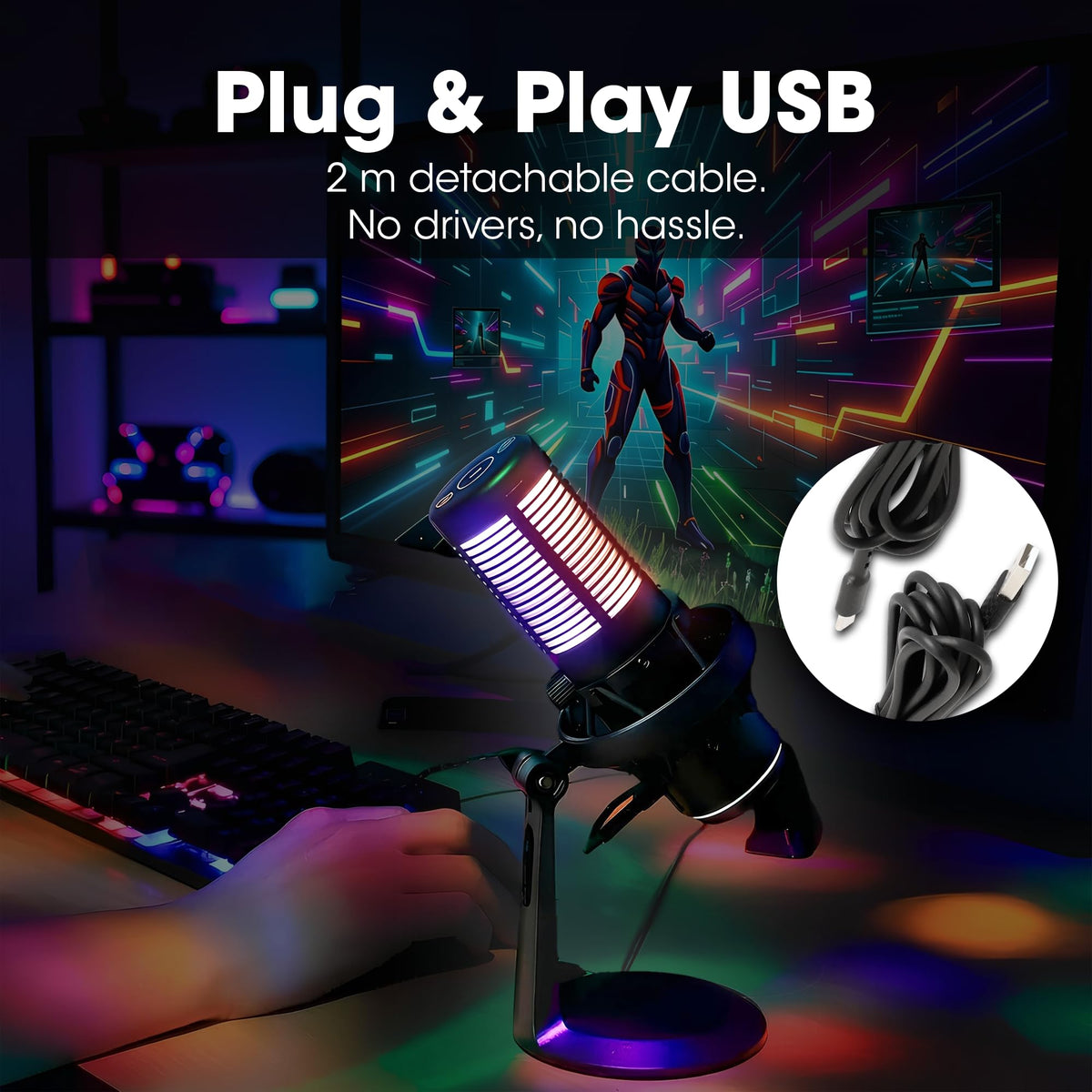 RGB USB Gaming Microphone with Shock Mount D818