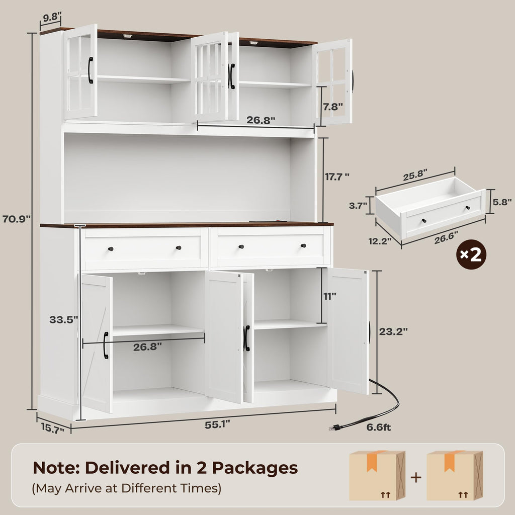 White Pantry Cabinet with Charging Station M54493