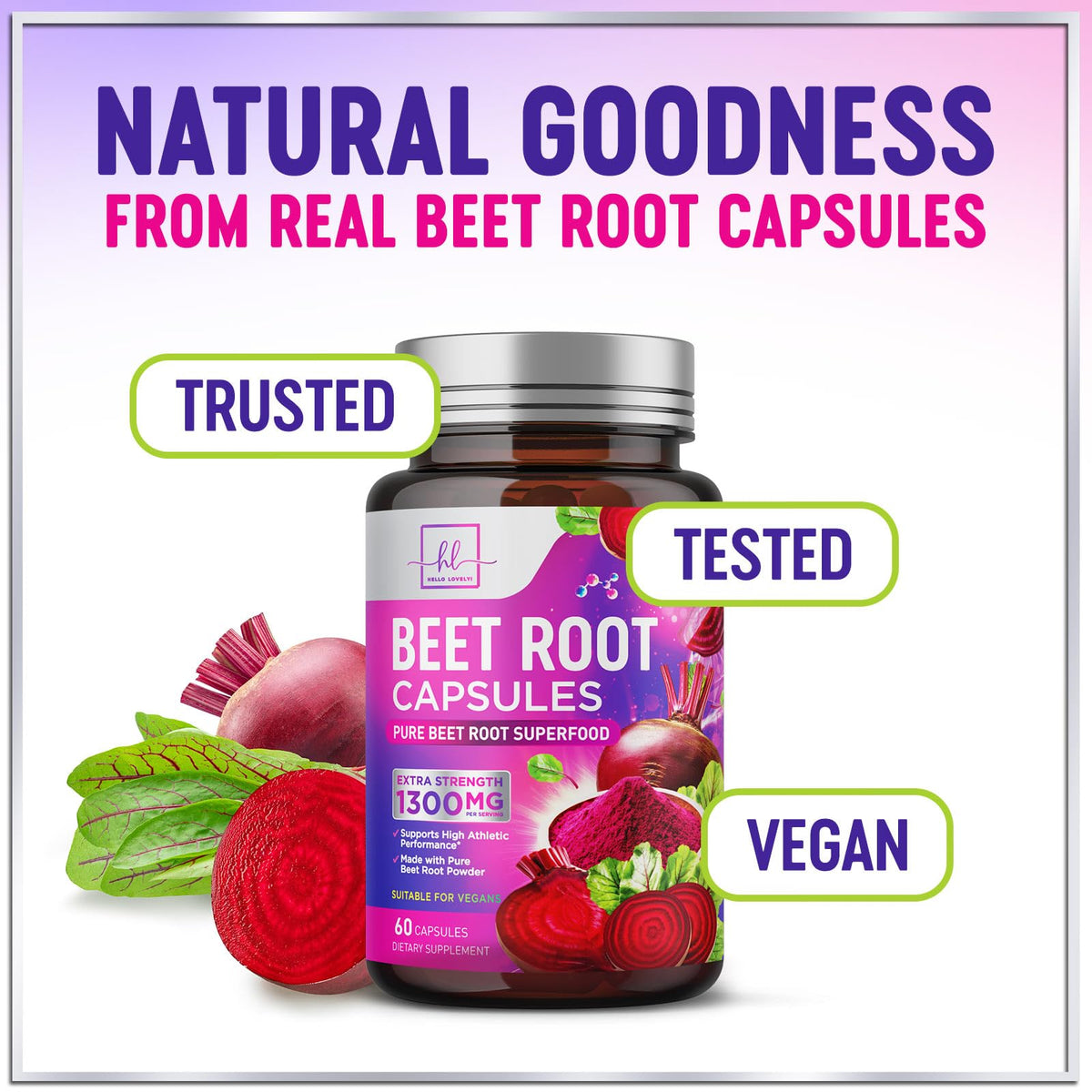 Organic Beet Root Capsules 1300mg 60 Capsules C841