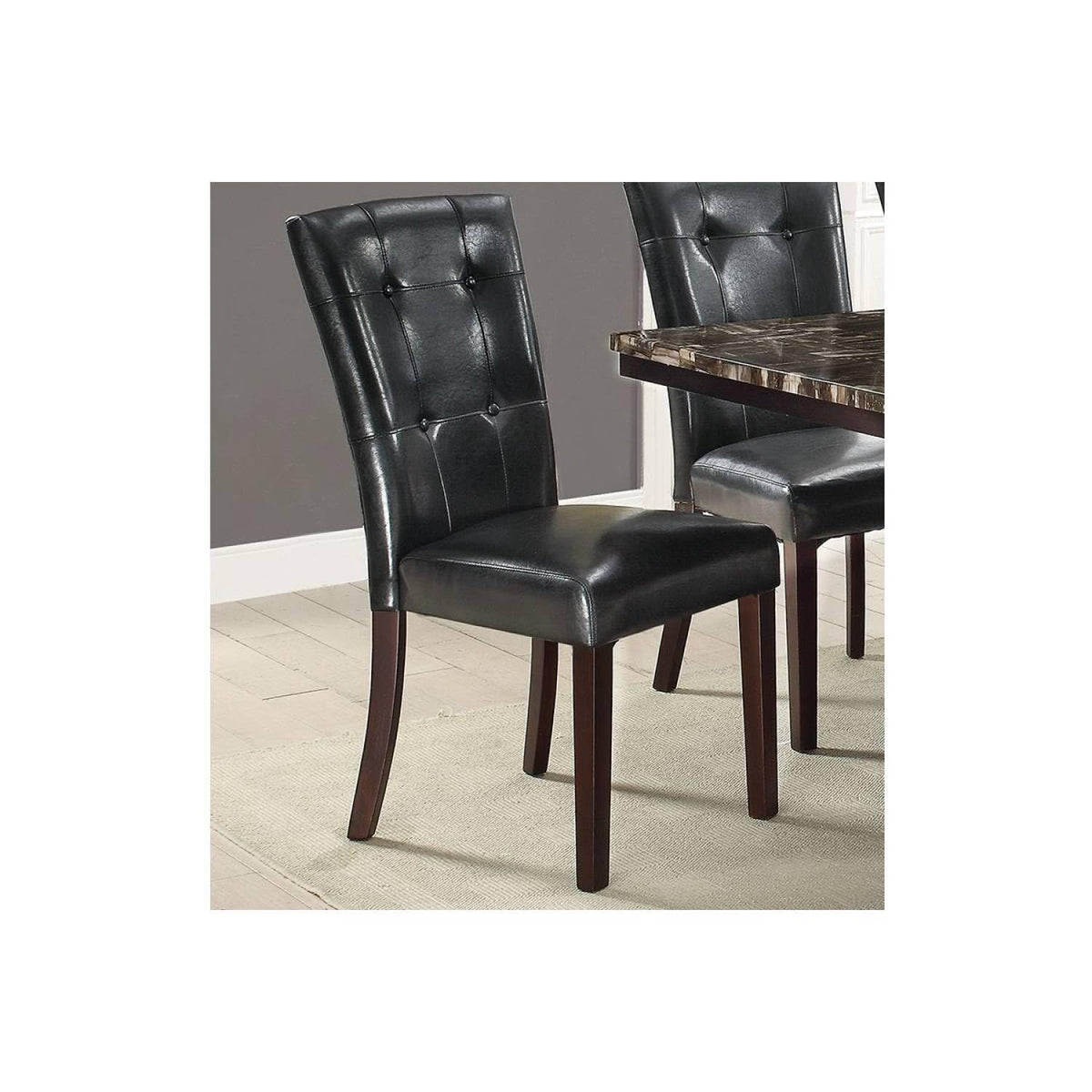Black Faux Leather Dining Chairs Set of 2 Y324