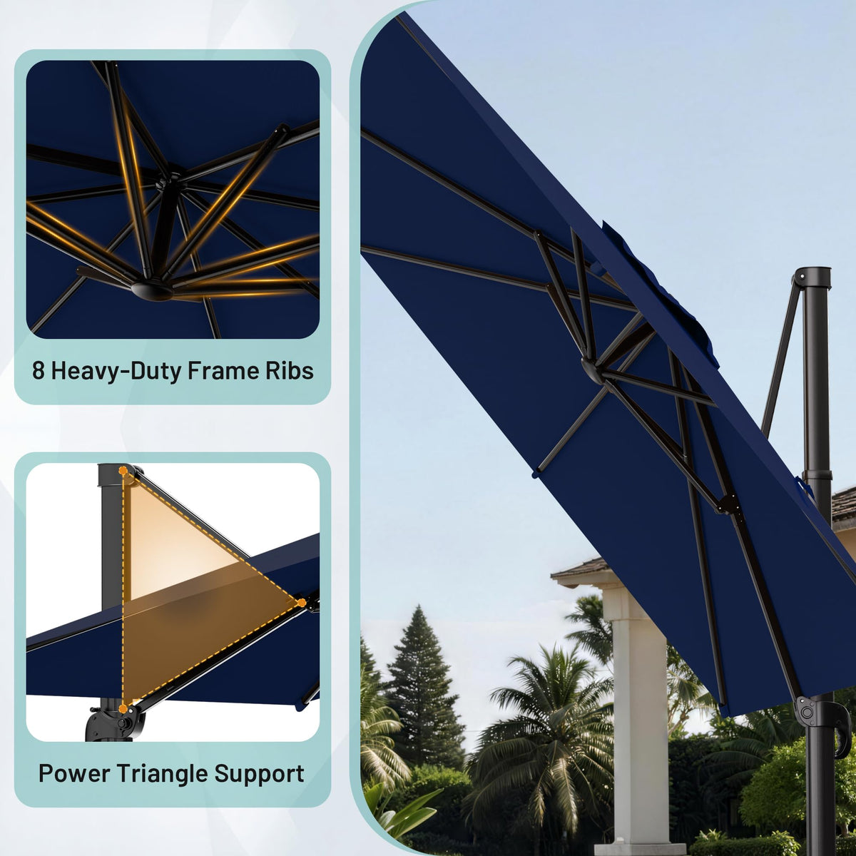 10 X 13 FT Cantilever Umbrella with 360-Degree Rotation Z4648