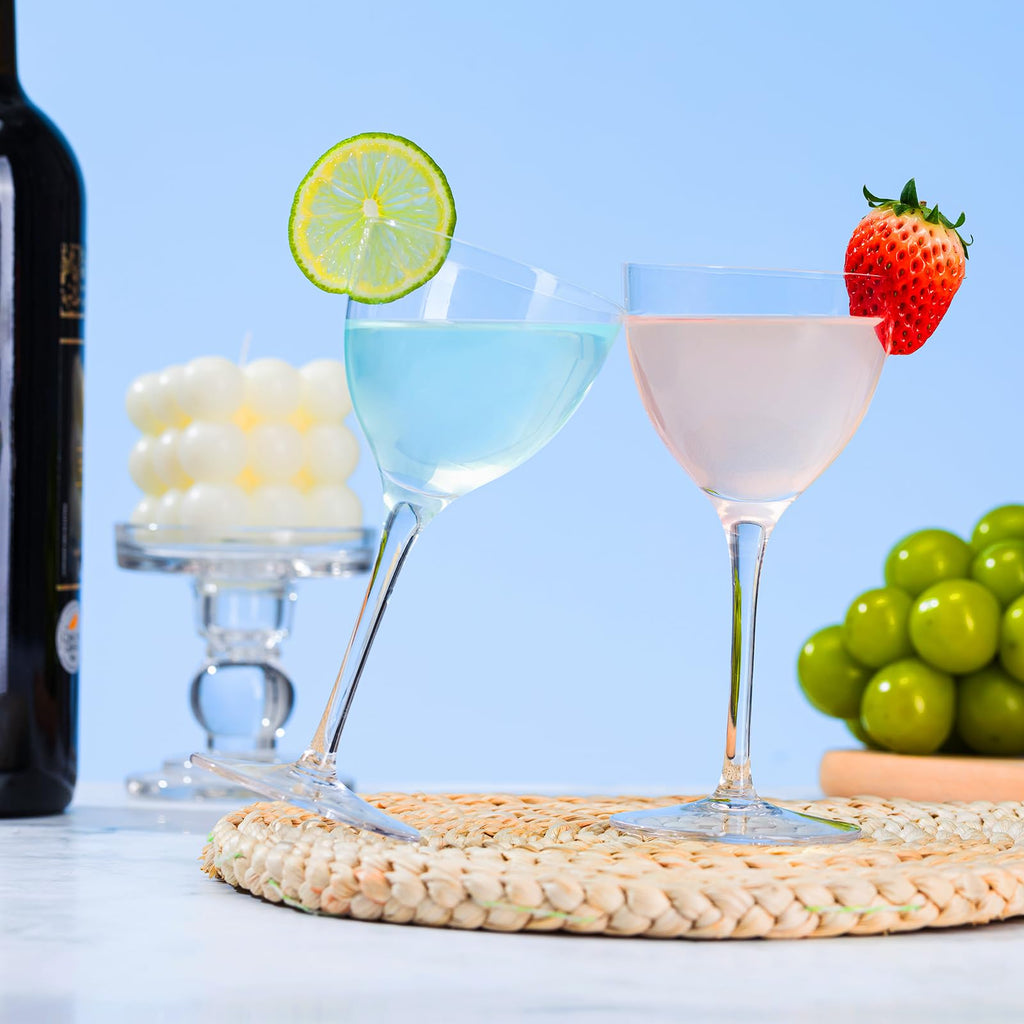 6oz Hand Blown Lead-Free Crystal Martini Glasses Set of 6 E32562
