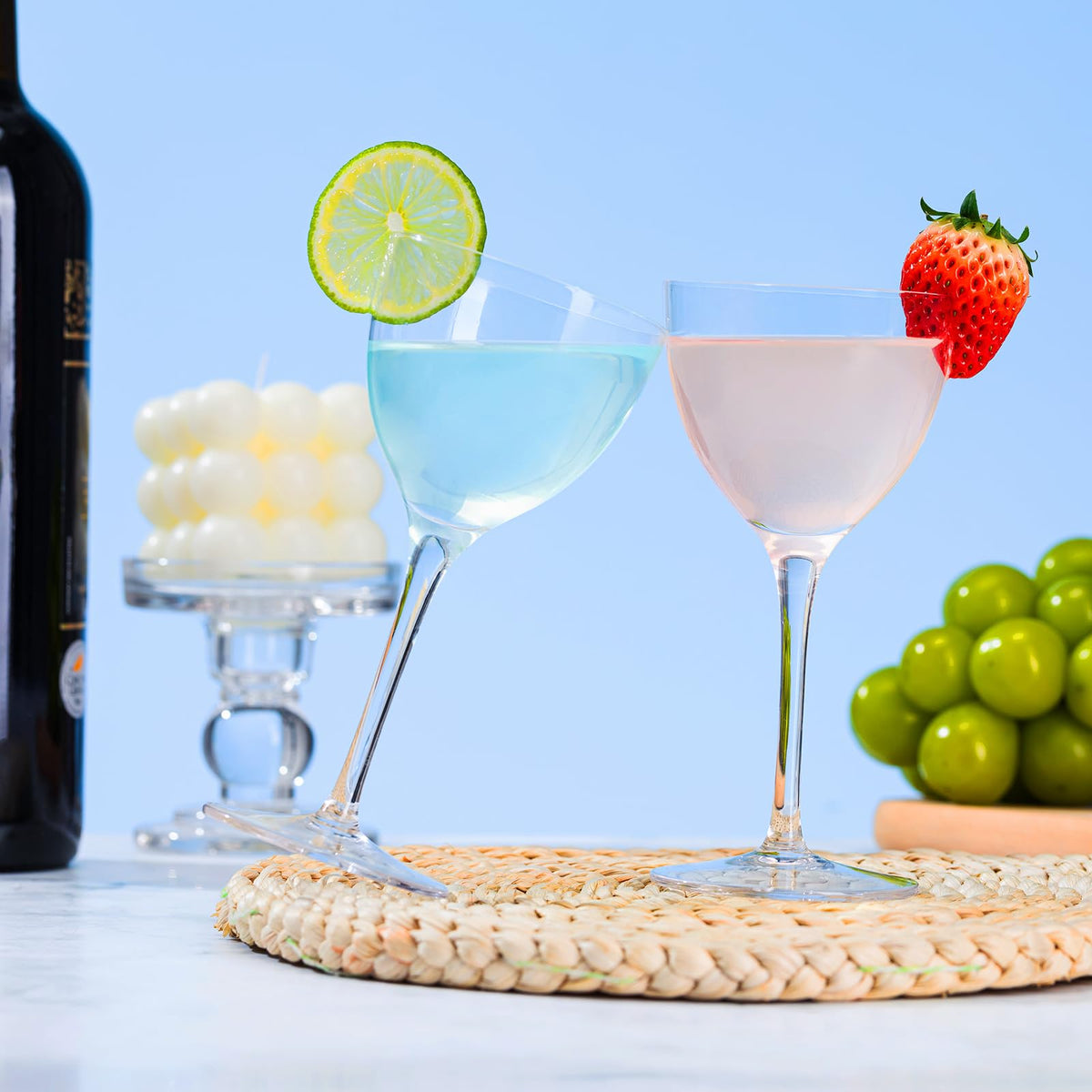 6oz Hand Blown Lead-Free Crystal Martini Glasses Set of 6 E32562