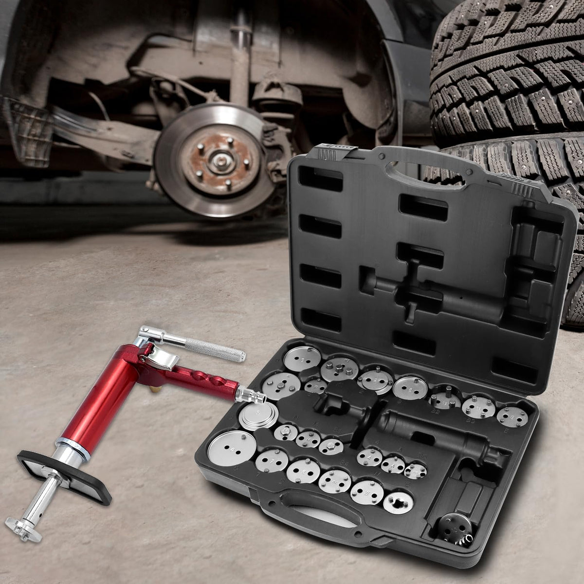 24-Piece Pneumatic Brake Caliper Tool Set with Case O994