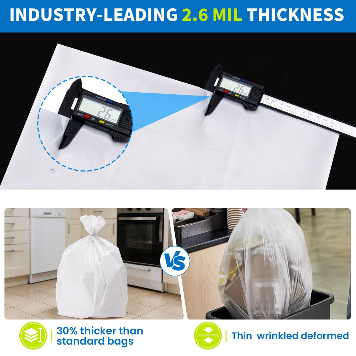 80-pack 2.6 mils White Trash Compactor Bags with Twist Ties M702768