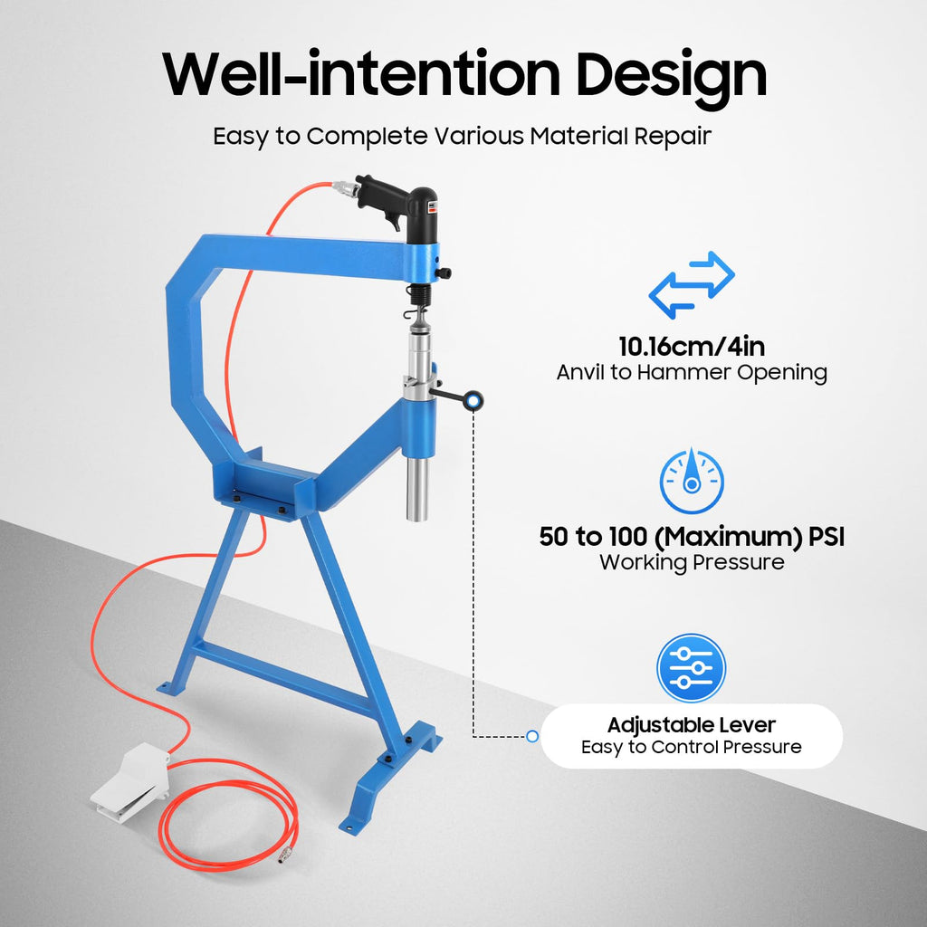 Pneumatic Planishing Hammer 4'' Throat 50-100PSI with Anvil B1620