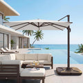 11ft Offset Cantilever Patio Umbrella with Solar Lights S2121
