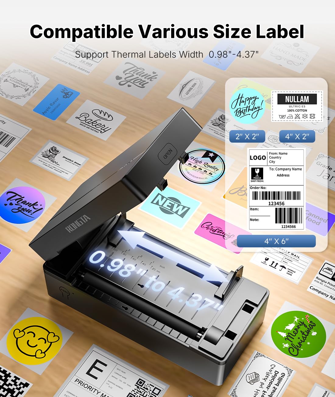 Bluetooth Thermal Shipping Label Printer 4x6 B301954