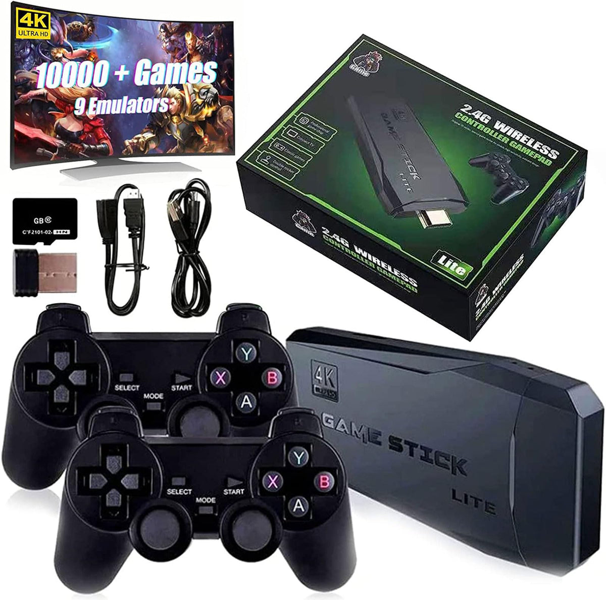 Wireless Retro Game Console with 10,000+ Built-in Games, 4K HDMI-Compatible, 64G, Black R741333