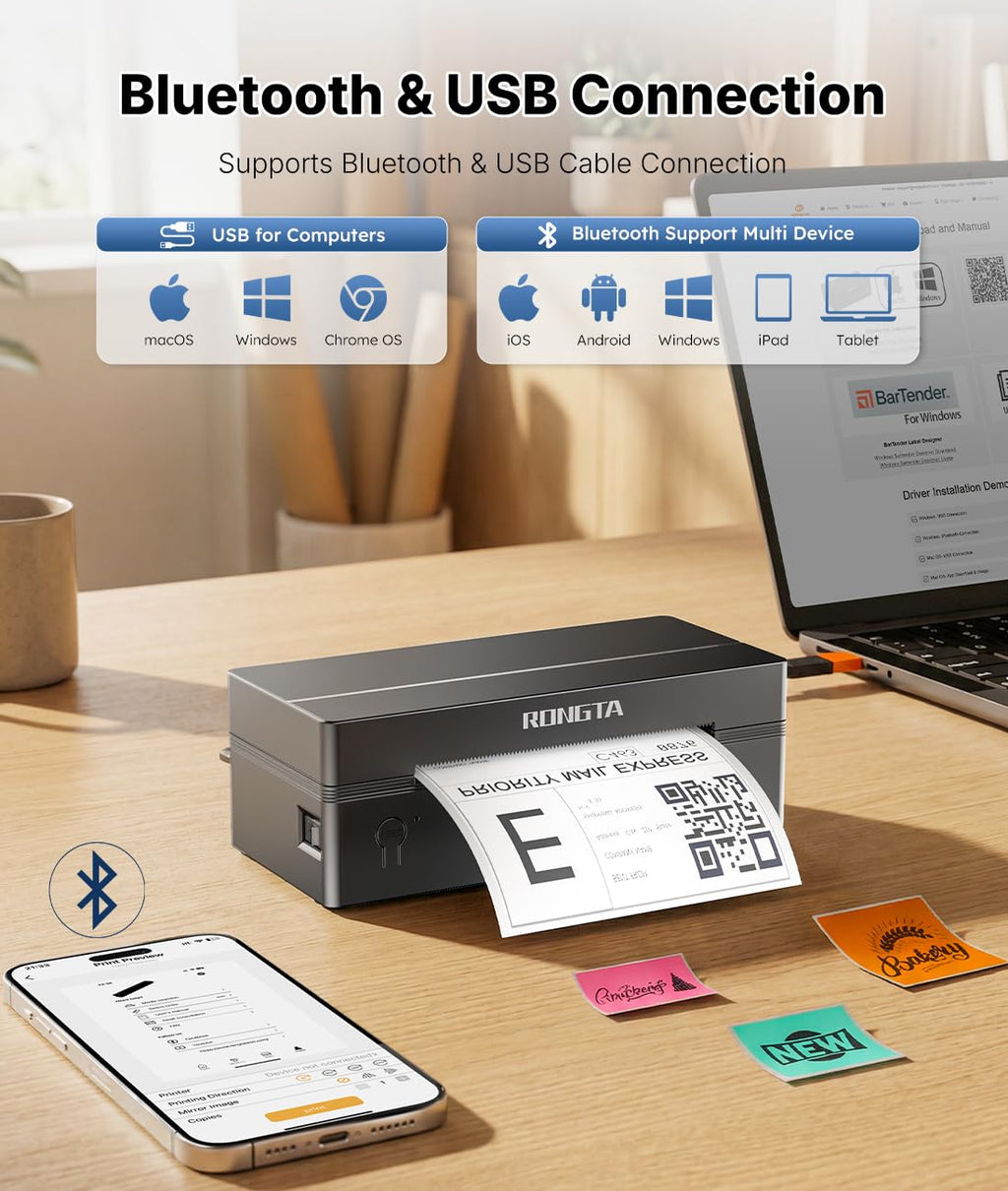 Bluetooth Thermal Shipping Label Printer 4x6 B301954