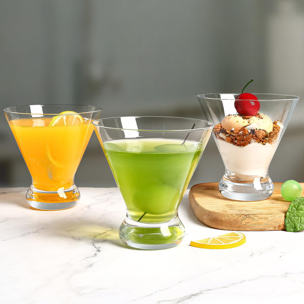 Stemless Martini Glasses Set of 12, 7.5 oz Q100