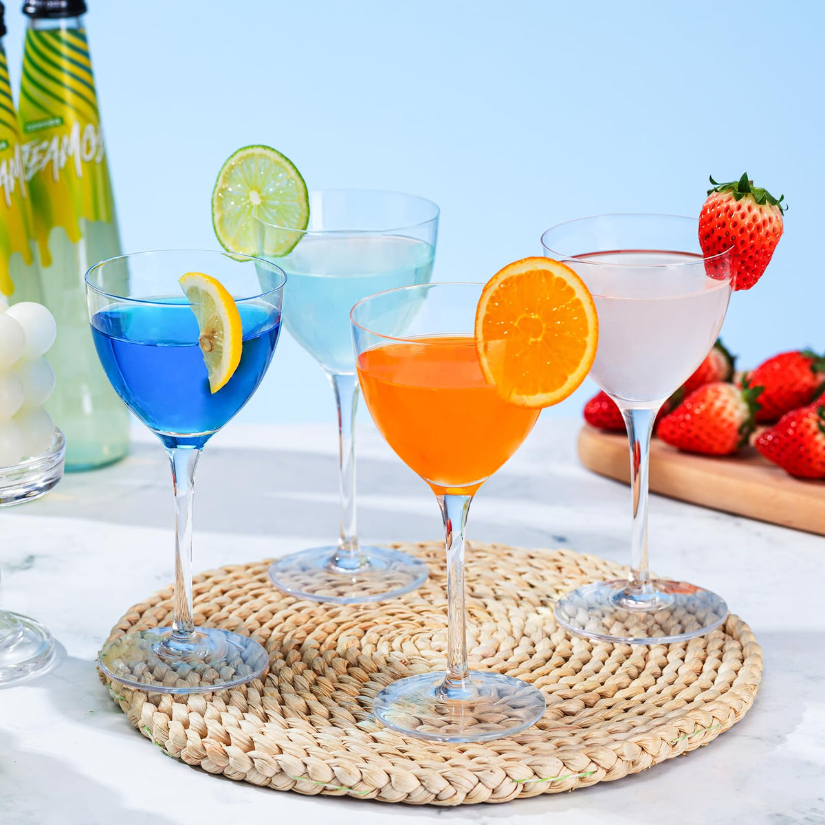 6oz Hand Blown Lead-Free Crystal Martini Glasses Set of 6 E32562