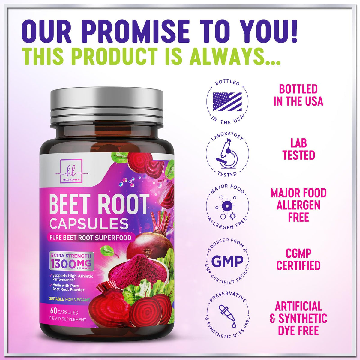 Organic Beet Root Capsules 1300mg 60 Capsules C841
