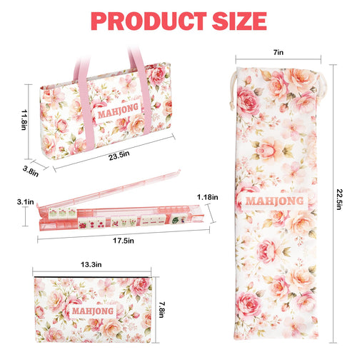 1.2” American Mahjong Set 168 Pink Floral Melamine Tiles Q4234