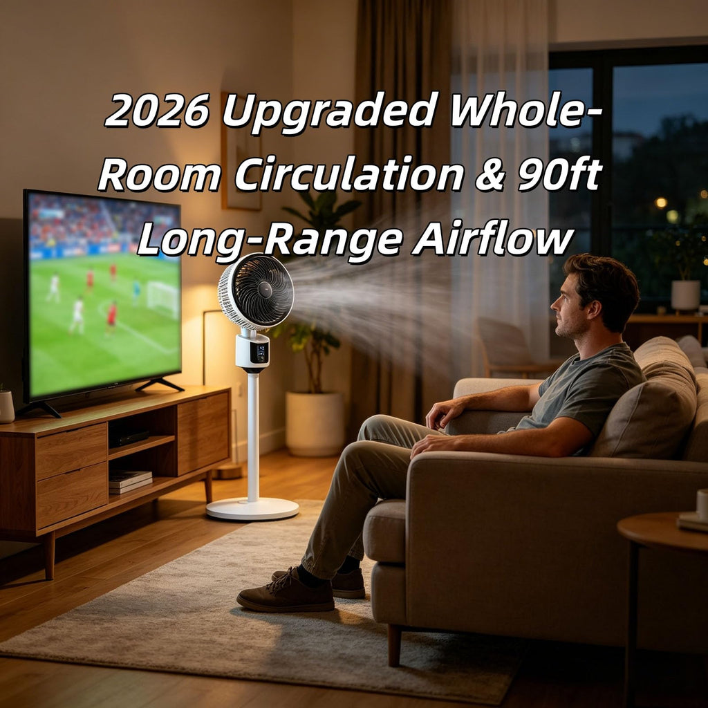 Standing Fan with Remote, 90° Oscillating, 3 Speeds, Adjustable Height, Gray C340139