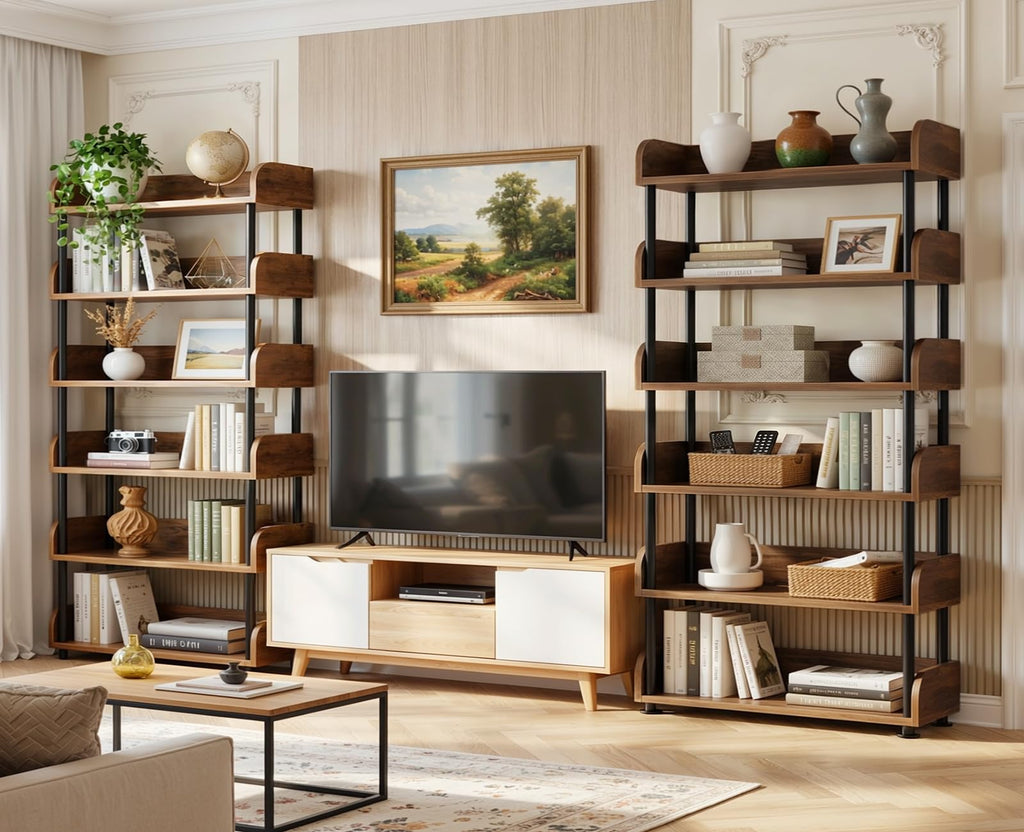6-Tier Tall Open Bookshelf with Metal Frame L172039