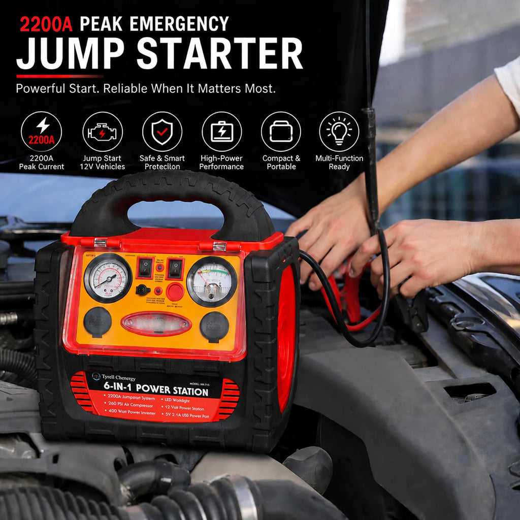 2200 Amp Car Jump Starter with Air Compressor J342