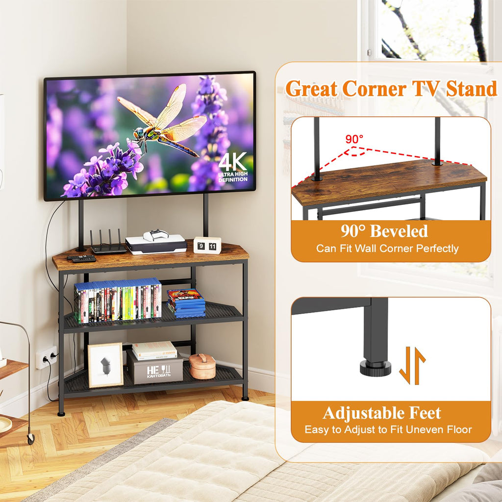 23" to 60" Corner TV Stand with Mount and Storage Shelves W292140