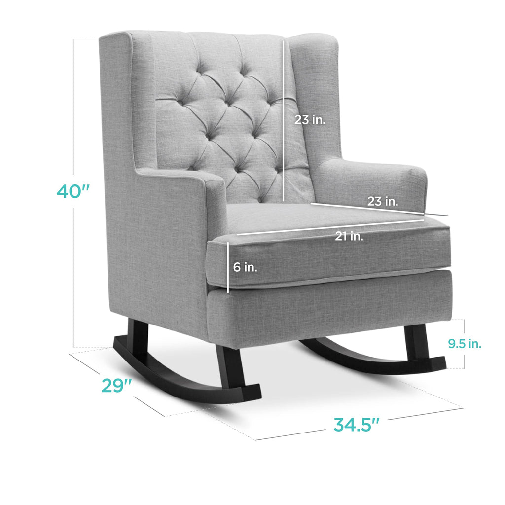 Gray Velvet Tufted Upholstered Rocking Accent Chair with Wood Frame A71766