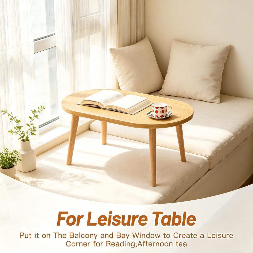 Small Oval Coffee Table with Solid Wood Legs F244