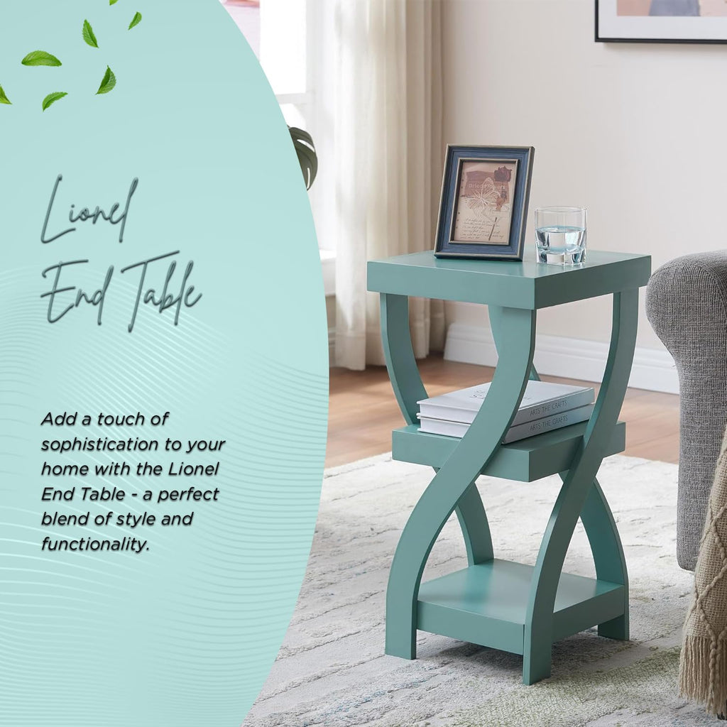 3-Tier Twisted Wood End Table with Open Storage Shelves Y1272