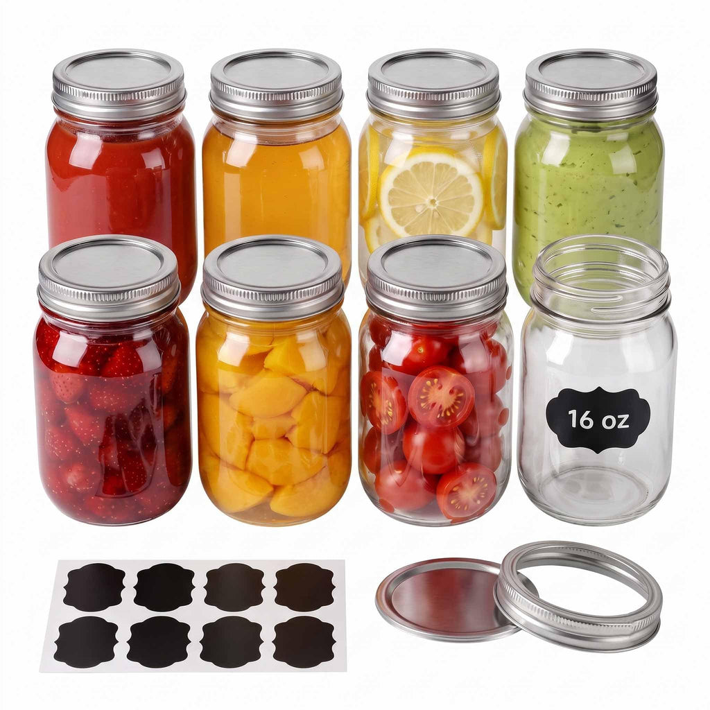 16 oz 8 Pack Clear Glass Jars D315301