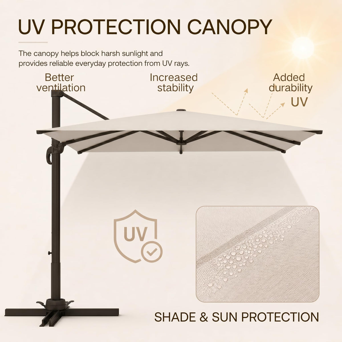 11ft Offset Cantilever Patio Umbrella with Solar Lights S2121