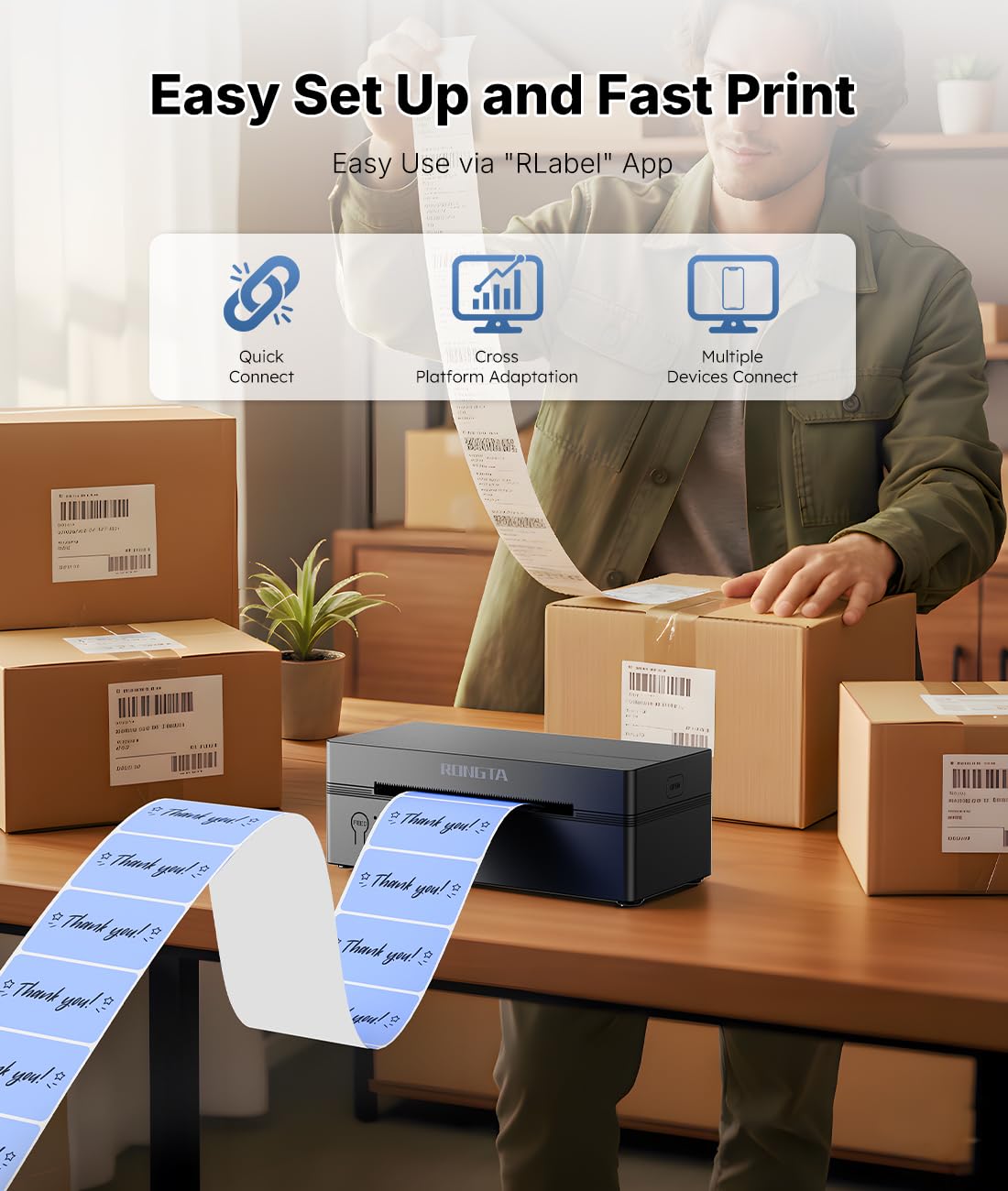 Bluetooth Thermal Shipping Label Printer 4x6 B301954