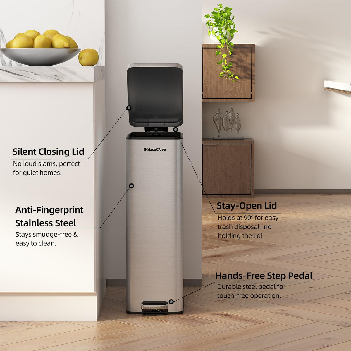 8 Gallon Stainless Steel Trash Can with Soft Close Lid X463715