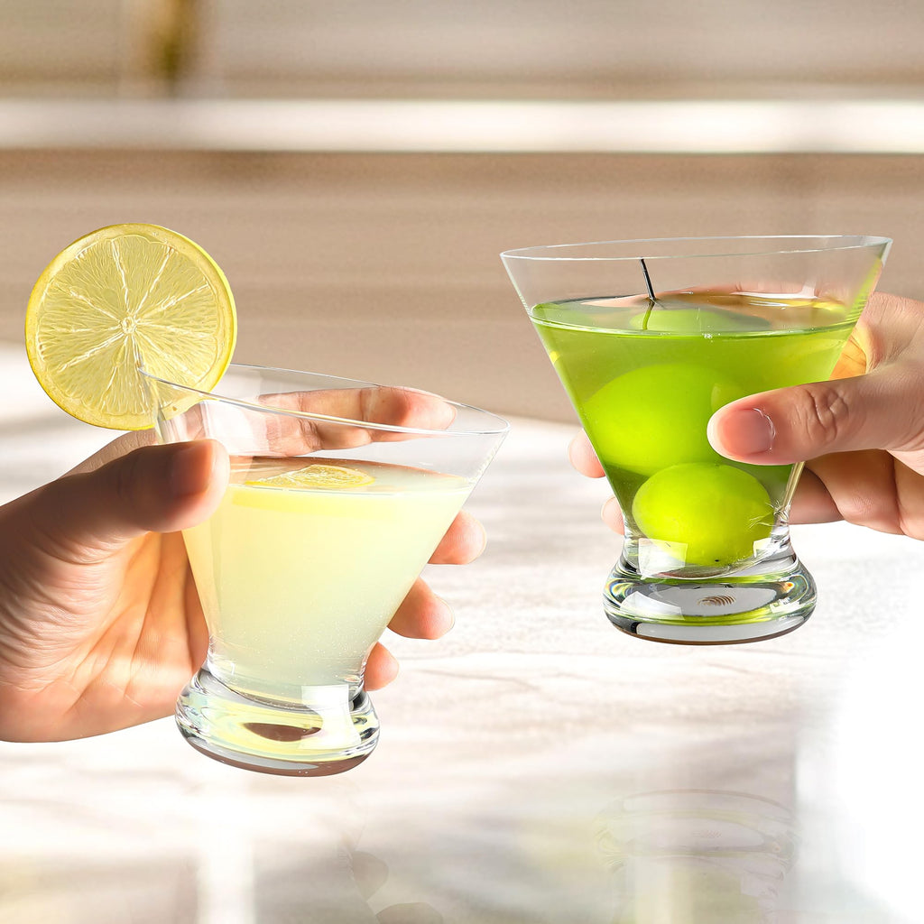 Stemless Martini Glasses Set of 12, 7.5 oz Q100