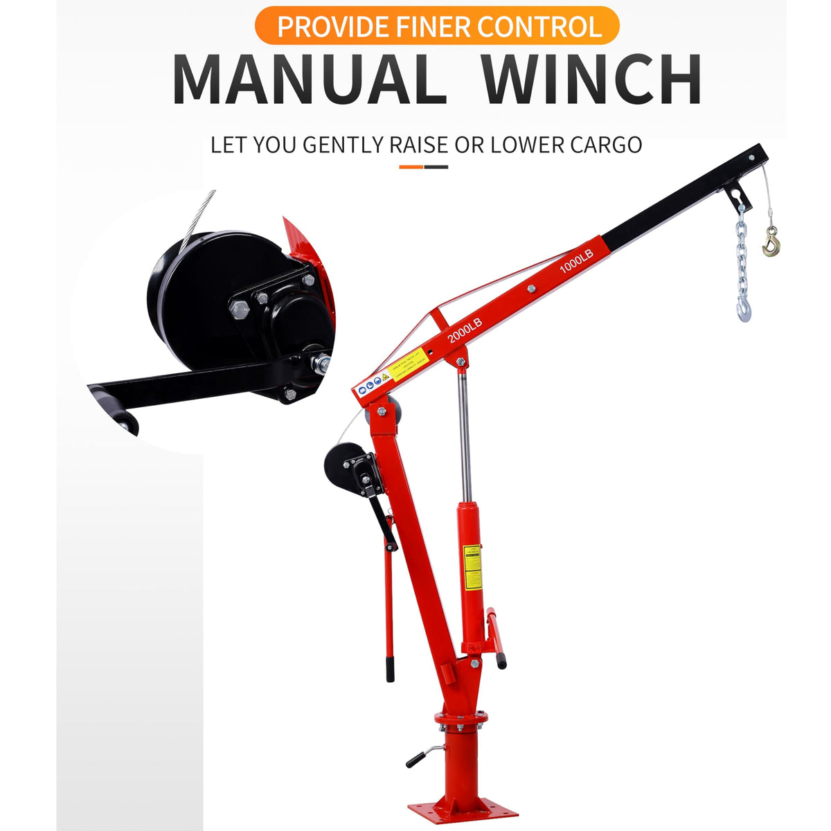 2000 lbs Hydraulic Truck Bed Jib Crane R979
