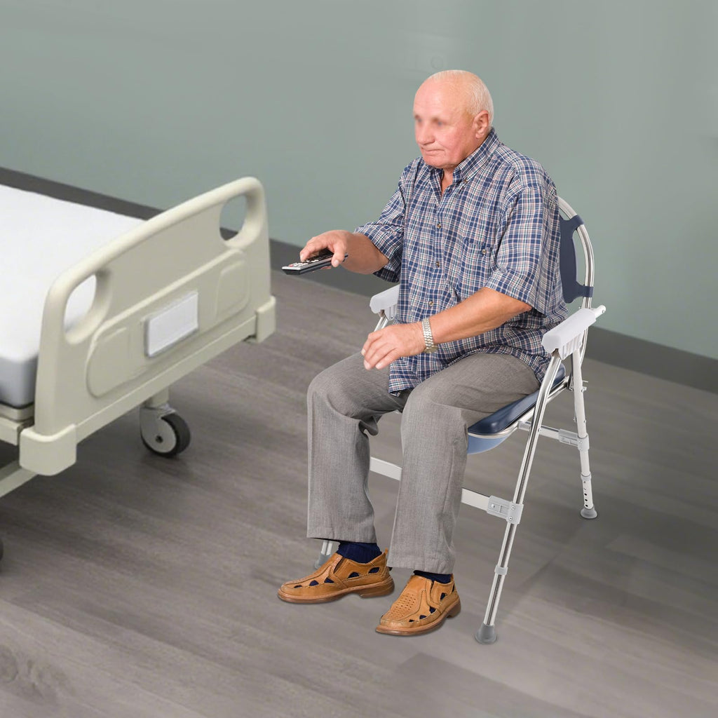3 in 1 Commode Chair with Arms, Adjustable Height, Padded Seat, Toilet Bucket G403167