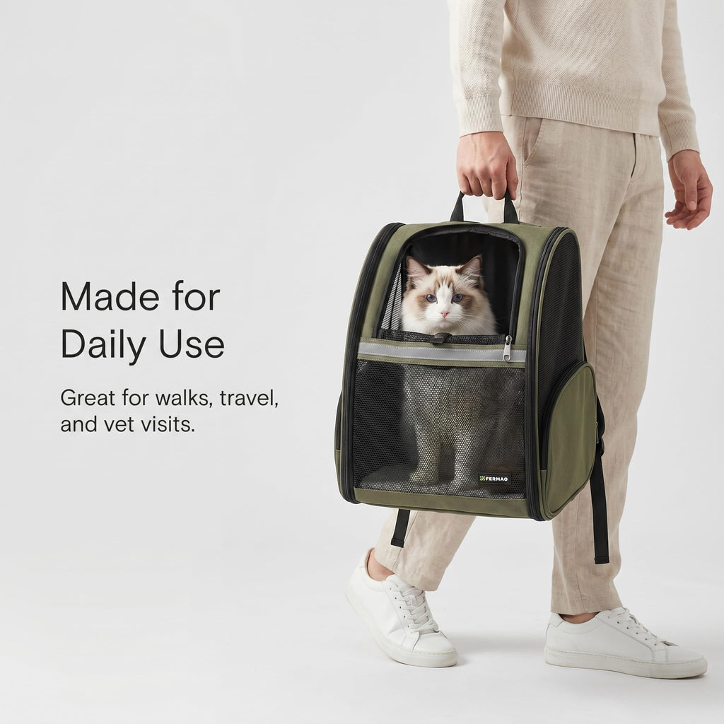 Cat Backpack Carrier Collapsible with Ventilated Mesh Z8975