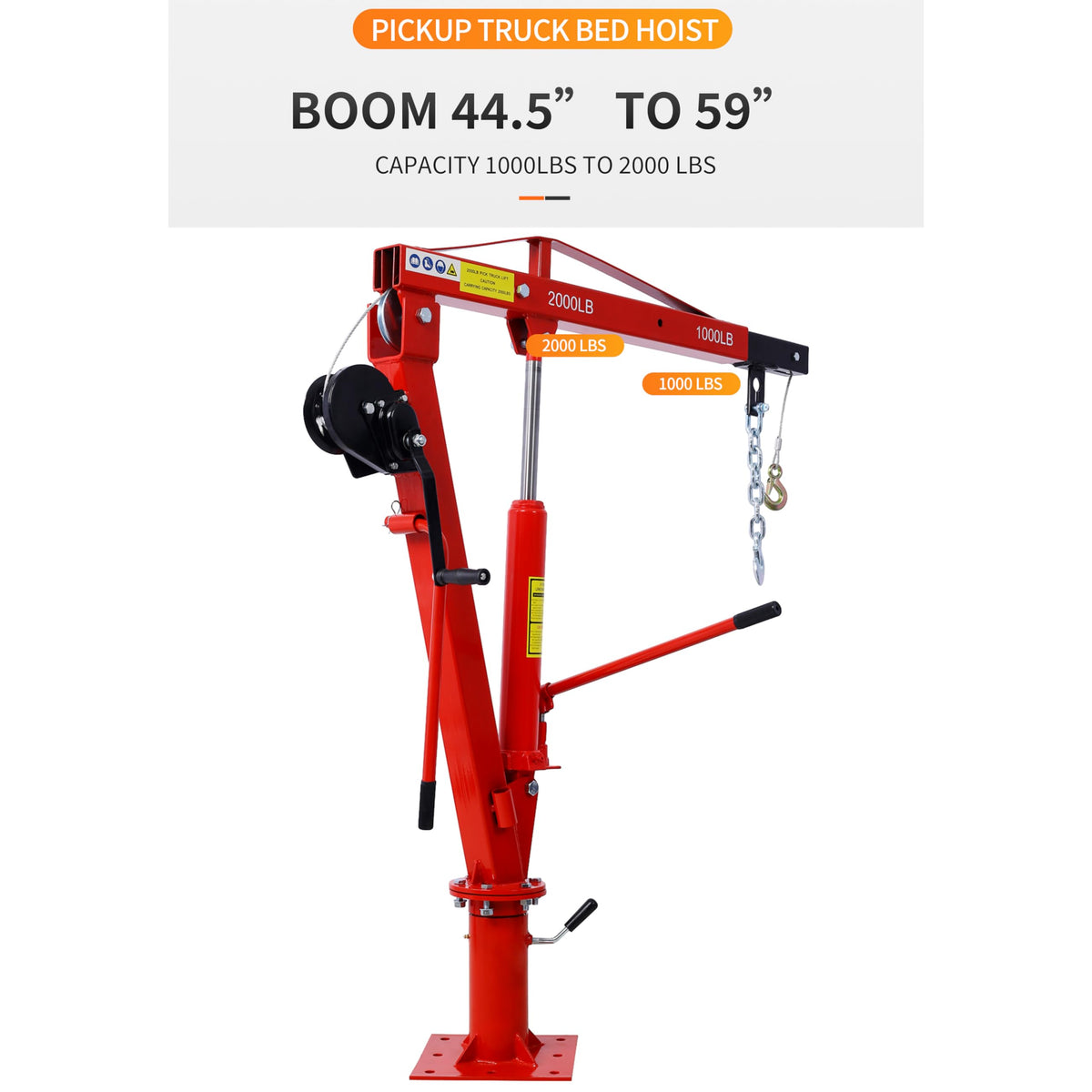2000 lbs Hydraulic Truck Bed Jib Crane R979