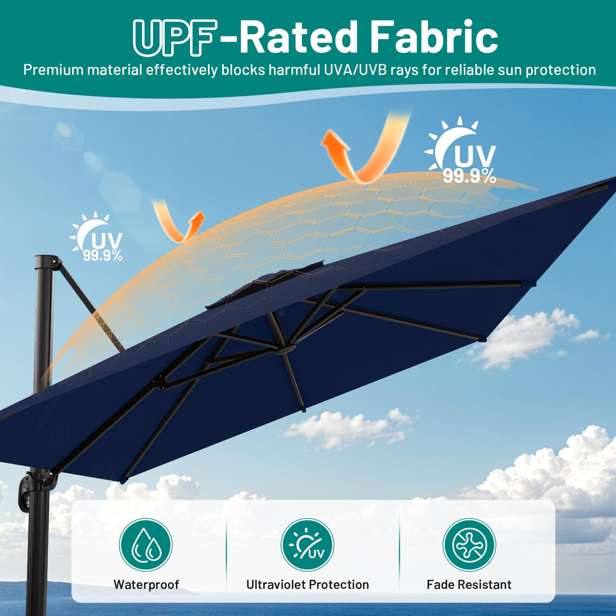 10 X 13 FT Cantilever Umbrella with 360-Degree Rotation Z4648